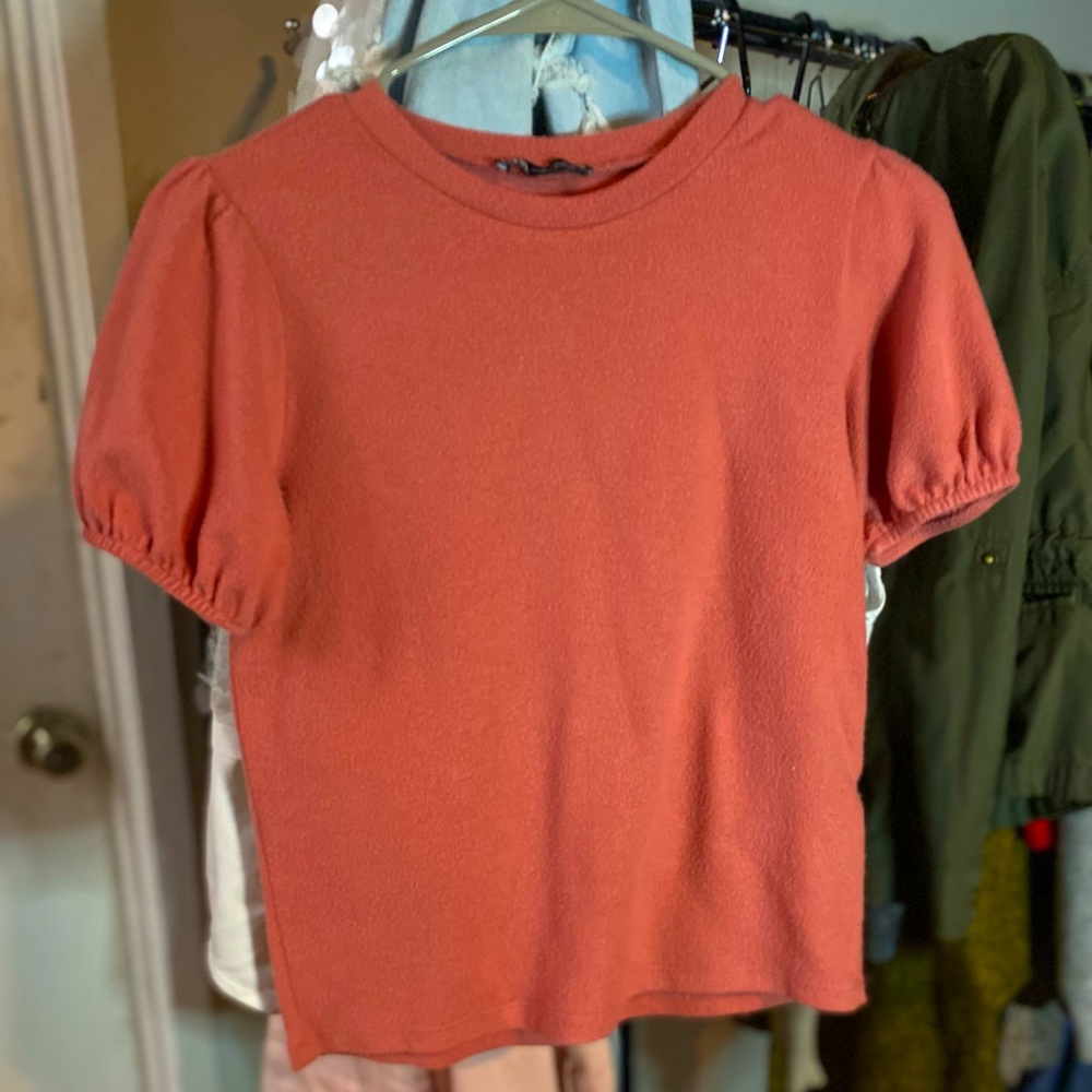 Pink Mock Puff Sleeve Top